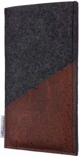 flat.design Handyhülle EVORA braun (diagonal) für Samsung Galaxy S-Serie - 100% Wollfilz - dunkelgrau