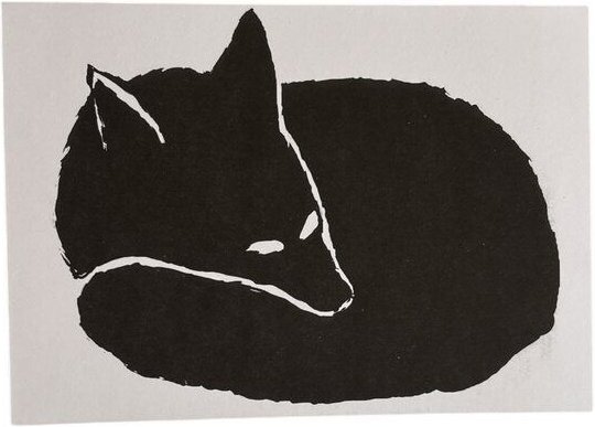 ilovemixtapes Postkarte „Fuchs“ – Minimalistische Illustration eines schlafenden Fuchses