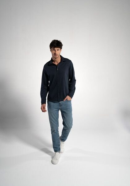 GORG Herren Piqué-Langarmhemd aus Bio-Baumwolle