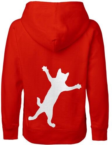 HANDGEDRUCKT "Klammerkatze" Kinder Hoody aus reiner Biobaumwolle (kbA)