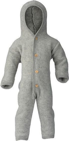 Thumbnail - Engel natur Baby Overall mit Kapuze u. Holzknöpfen Schurwolle kbT