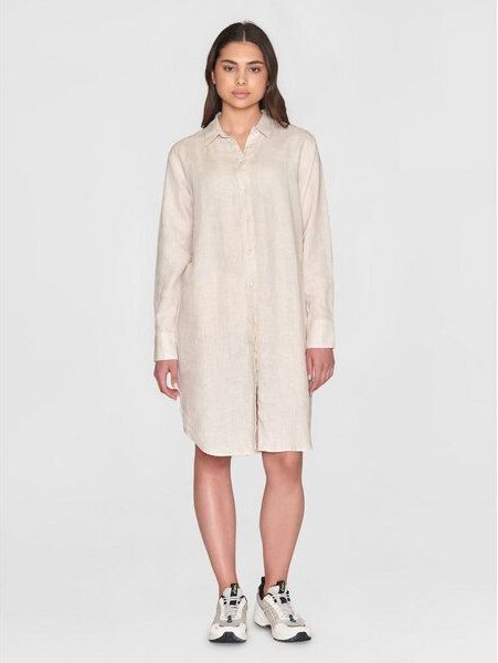 KnowledgeCotton Apparel Leinen- Hemdkleid - Classic linen dress - GOTS/Vegan