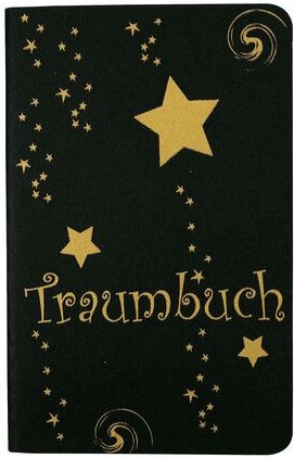 HANDGEDRUCKT schwarzes Notizheft "Traumbuch" ca. DIN A6, liniert