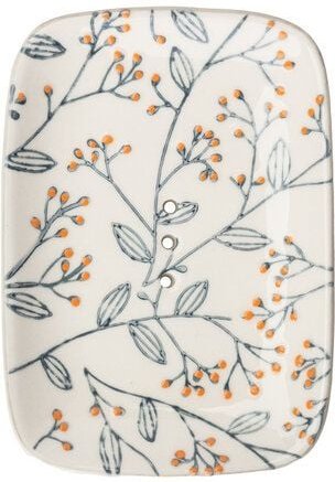 TRANQUILLO Seifenschale aus Steinzeug mit floralen Mustern und Ornamenten 13,5 cm