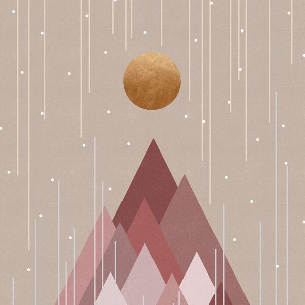 Photocircle Wandbild / Kunstdruck / Poster / Leinwand - Sun & Mountains Coral Pink