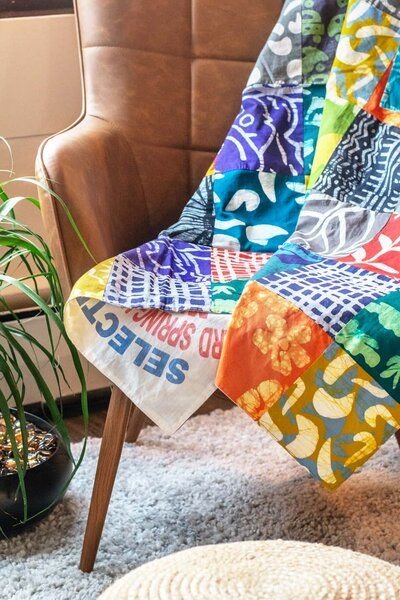 Global Mamas Upcycling Patchwork Überwurf & Decke - Bunt