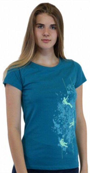 Spangeltangel Damenshirt, “Kletterer“, T-Shirt, sportlich, bedruckt, Siebdruck, Bio-Baumwolle
