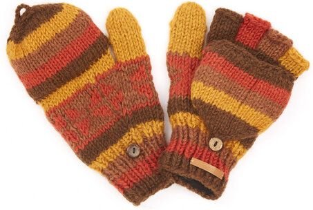 short'n'pietz Schurwollhandschuhe, handgestrickt, bunt gemustert