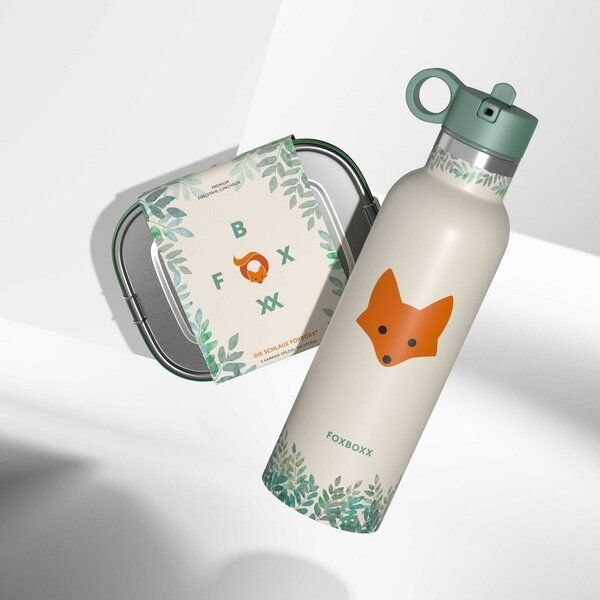 FOXBOXX ÖKO Kinderset,- FOX Flasche 0,35 / 0,5 / 0,75 + Edelstahl Lunchbox 800/1200ml