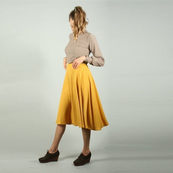 Thumbnail - ManduTrap Midi - Tellerrock Thara aus Tencel in senfgelb