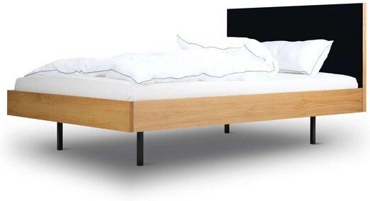 BARTMANN Unidorm Classic - Holzbett aus Eiche mit Kopfteil aus Linoleum