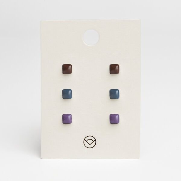 ALEXASCHA 3er Set Ohrringe bunt • Geometrische Ohrstecker aus Glas