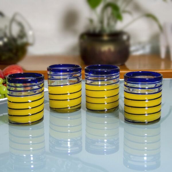 Mitienda Shop Gläser 4er Set spirale blau, handgemacht