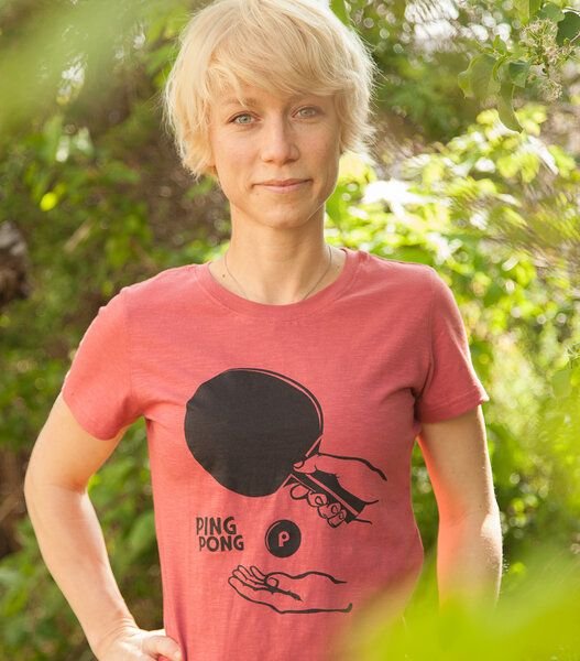 päfjes Ping Pong Tischtennis - Frauen T-Shirt - Fair gehandelt aus Baumwolle Bio - Slub