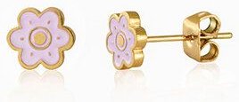 Lila Flower Power Blumen Ohrstecker in 7mm x 6mm von Elektropulli