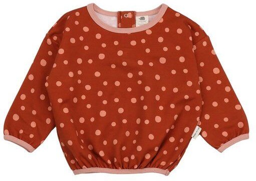 Kinder Sweatshirt GOTS zertifiziert, Bio-Baumwolle, braun, Punkte-Muster, weich, bequemer Schnitt – Walkiddy