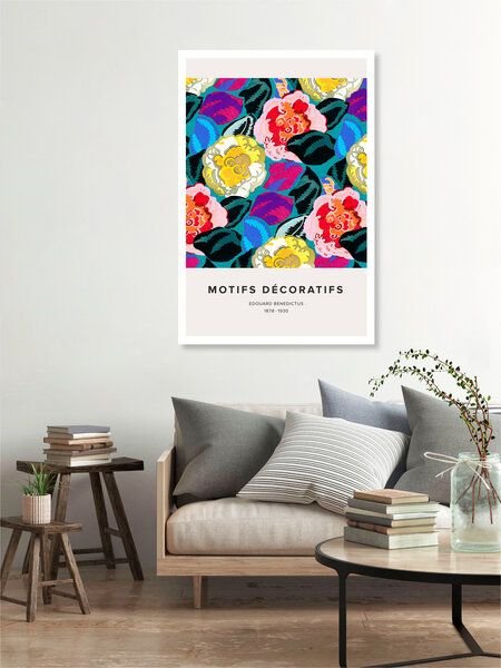 Photocircle Poster / Leinwandbild - Édouard Bénédictus: Art Deco Blumenmuster Variation 8