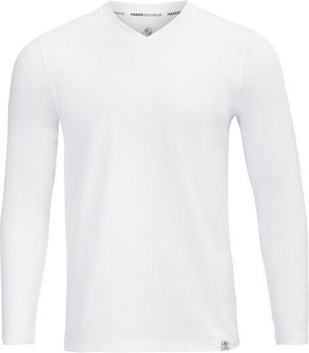 HAASIS BODYWEAR Herren Shirt mit v-neck; Langarm, Single Jersey, Bio Baumwolle