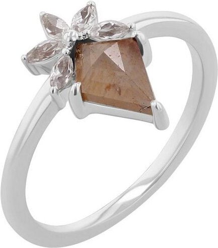 Thumbnail - Eppi Ring mit einem Salt and Pepper Diamanten und weißen Moissaniten Leony