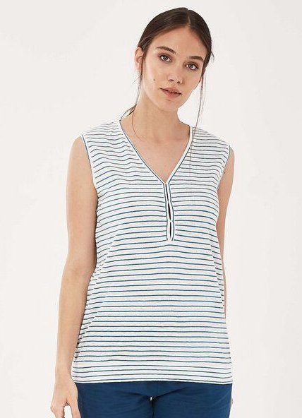 ORGANICATION Top aus Leinen-Mix mit garngefärbtem Ringel-Dessin