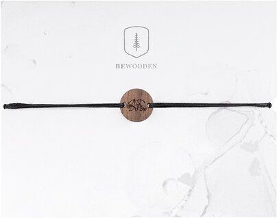 BeWooden Holzarmband Walking Bear – handgefertigter, nachhaltiger Schmuck mit Bärenmotiv