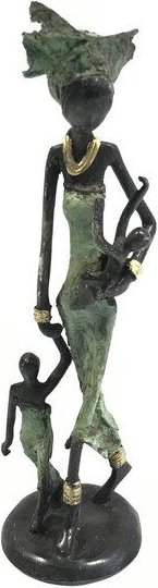 Moogoo Creative Africa Bronze-Skulptur "Frau mit Kindern II" by Issouf | 25 cm | Unikat | versch. Farben