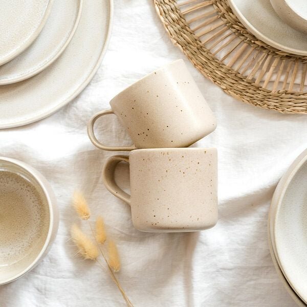 EDDA stoneware Handgemachte Steingut Tasse Eelina - Cappuccino Beige (ø 8 x 9 cm, 0,35 L)