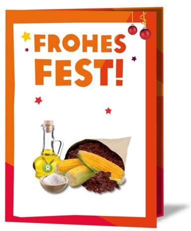 OxfamUnverpackt Spenden-Geschenk "Nahrungspakete" (Weihnachtskarte mit Magnet)