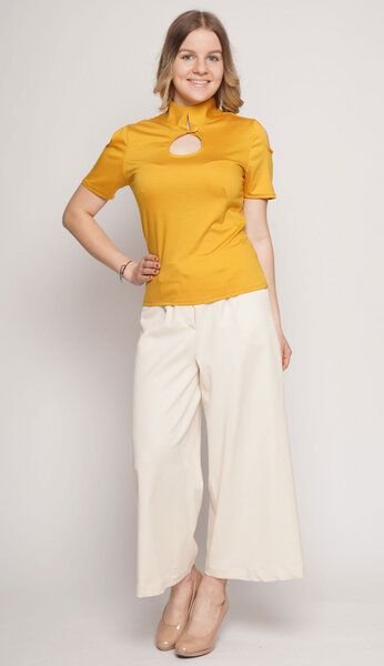 Peaces.bio - handbedruckte Biomode Elegante Stehkragenbluse