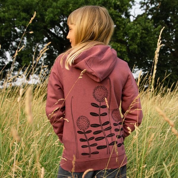 Cmig Kinder Hoodie Waldblumen in hibiscus rose