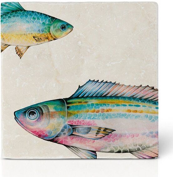 LIGARTI Fliesenuntersetzer – Fischduo Azur nah