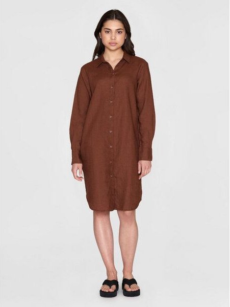 KnowledgeCotton Apparel Leinen- Hemdkleid - Classic linen dress - GOTS/Vegan
