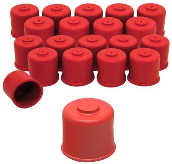 mikken 20er Set rote Gummikappen aus Naturkautschuk, - Süßmostkappen – Größe 1 oder 2