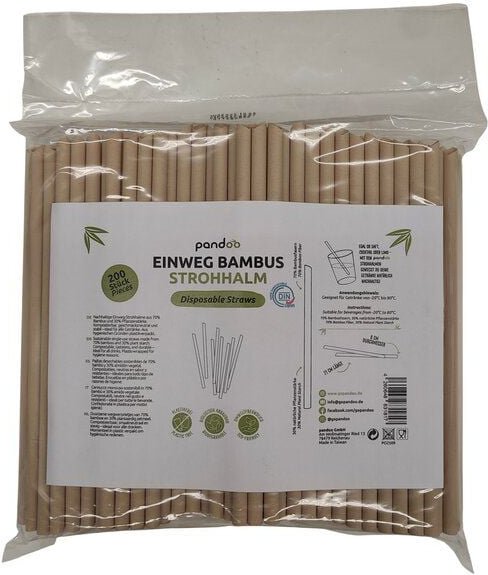pandoo Natürliche Einweg-Strohhalme aus Pflanzenfasern