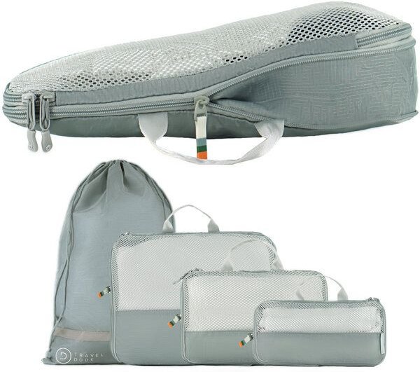 TRAVEL DUDE Packing Cubes, Packtaschen, Packwürfel, Kofferorganizer mit Kompression aus recycelten Plastikflaschen