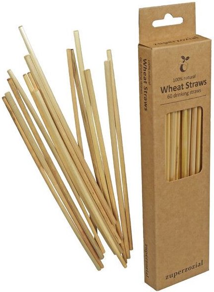 Zuperzozial Kompostierbare Weizen Strohhalme, 60 Stk.