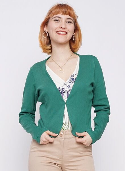 Peaces.bio - handbedruckte Biomode Ripp-Zauberjacke in Grün