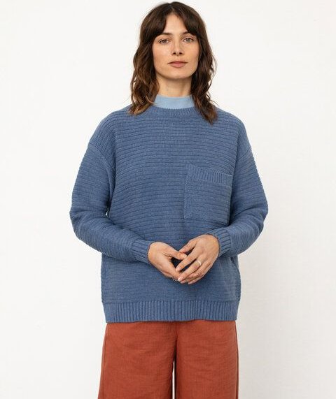 Rotholz Gerippter Strickpullover Bio- Baumwolle