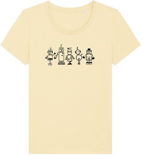 Spangeltangel T-Shirt "Roboter", Damenshirt, bedruckt, Handsiebdruck