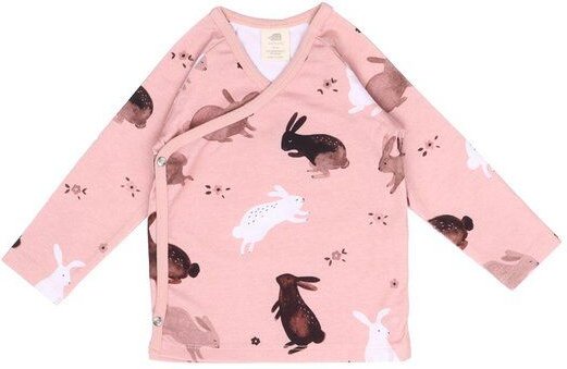 Baby Sweatshirt GOTS zertifiziert, rosa, „Happy Rabbits“ Allover, Bio-Baumwolle, weich – Walkiddy