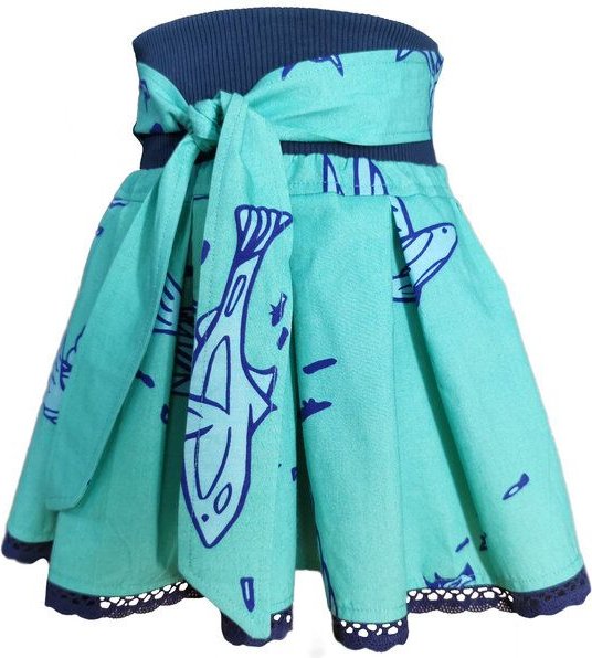 liebewicht Faltenrock Rock'On gemustert Fliegende Fische türkis Gr. 80-164