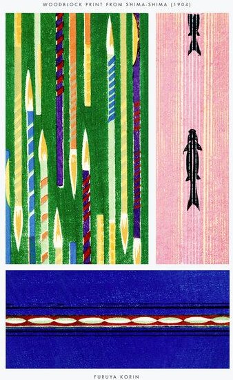 Photocircle Poster / Leinwandbild - Violett-rosa-grüner Furuya Korin Druck aus Shima-Shima