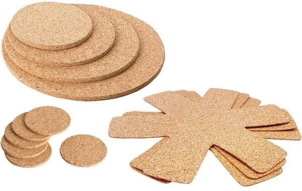 Kork-Deko 6er-Set Untersetzer (15, 20, 25, 30cm & Gläser) mit Pfannenschutz