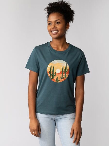 watapparel T-Shirt Frauen Sonnenuntergang in der Wüste