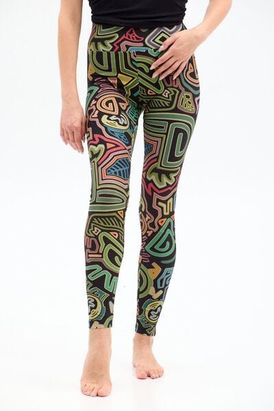 Leggings Gallo Damen – aus Bio-Baumwolle mit Elasthan – nachhaltige Yoga-Leggings im einzigartigen KOKOworld-Print – fai...