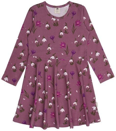 Kinder Kleid Bio-Baumwolle The Snowdrops von Walkiddy, GOTS-zertifiziertes, veganes Blumen-Langarmkleid, weich, hautfreu...