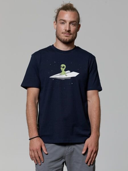 watapparel T-Shirt Unisex Alien on a paper plane