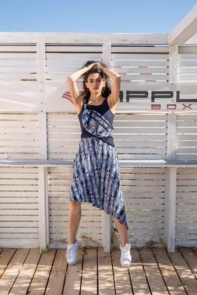 Rock Circle – Asymmetrischer – Lockerer – Einem Halbkreis genäht – Taschen in den Seitennähten – Farbenfroher einzigarti...