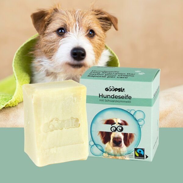 GOOPSI Vegane Hundeseife, Shampooseife mit Schwarzkümmelöl - 160g