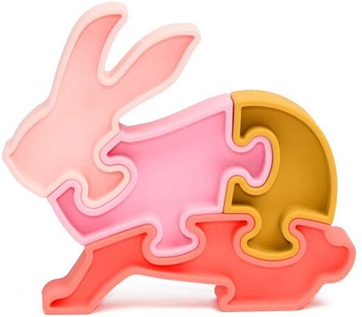 PETIKIDS Montessori-Lernspielzeug – 3D-Puzzle „Hase“ aus Silikon – Lernspielzeug